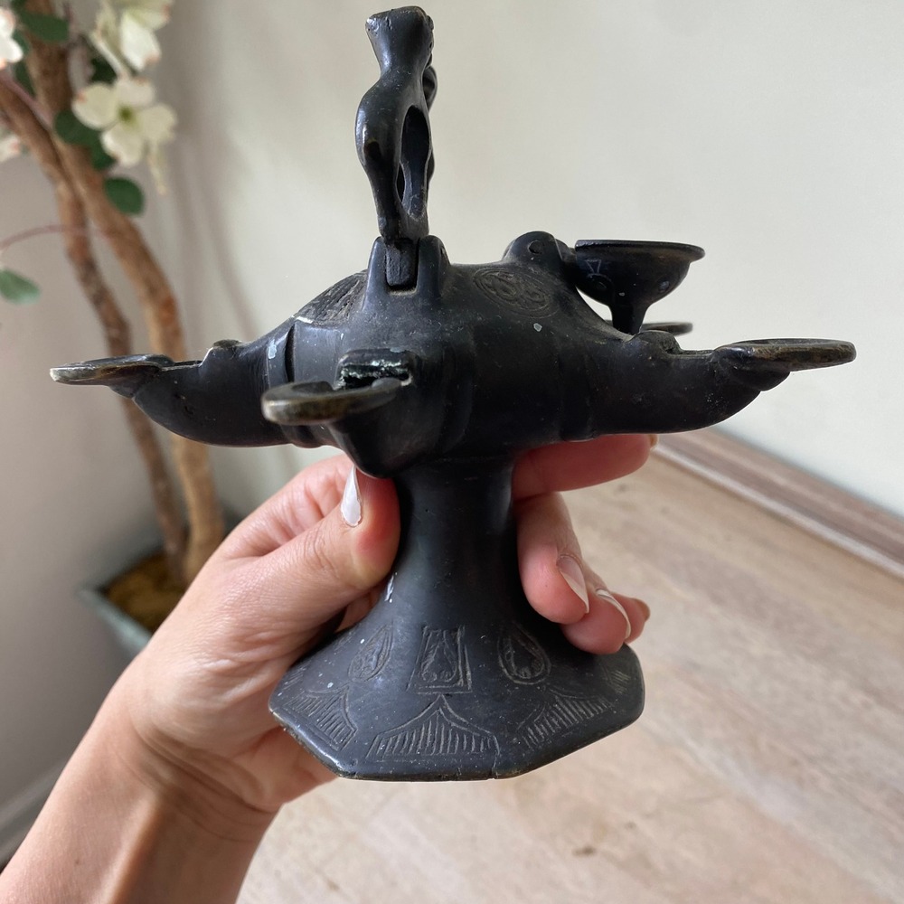 MEDIEVAL ISLAMIC FELINE BRONZE OIL LAMP - Picture 5 of 9